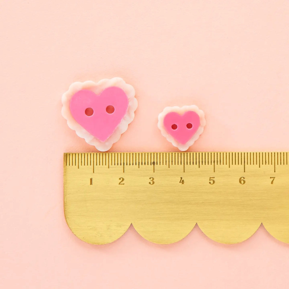 Pink Sweet Heart Large 1” Buttons- Sarah Hearts