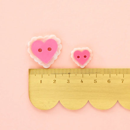Pink Sweet Heart Large 1” Buttons- Sarah Hearts