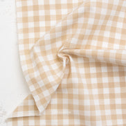 Camp Gingham- “Shortbread” Beige, White- Fableism- 44” Wide- Cotton Woven- 3/8” Squares