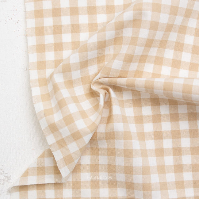 Camp Gingham- “Shortbread” Beige, White- Fableism- 44” Wide- Cotton Woven- 3/8” Squares