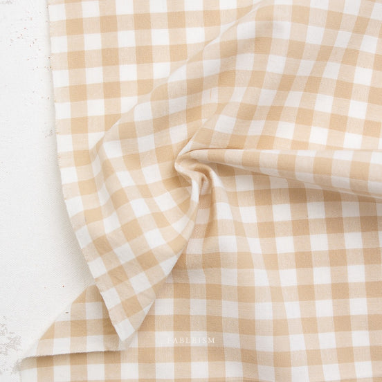 Camp Gingham- “Shortbread” Beige, White- Fableism- 44” Wide- Cotton Woven- 3/8” Squares