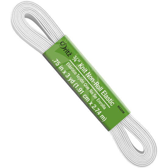 9522 W Knit Non-Roll Elastic .75" x 3 yd, White