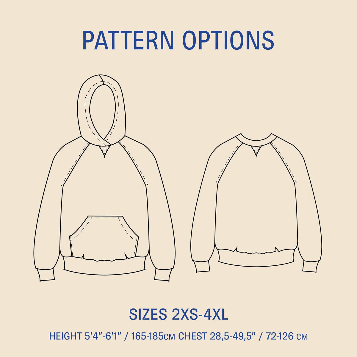 Rebel Hoodie or Rebel Raglan- Wardrobe By Me- Paper Pattern- Sizes 2XS- 4XL
