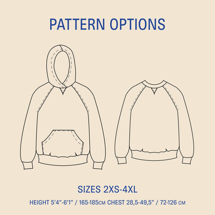 Rebel Hoodie or Rebel Raglan- Wardrobe By Me- Paper Pattern- Sizes 2XS- 4XL