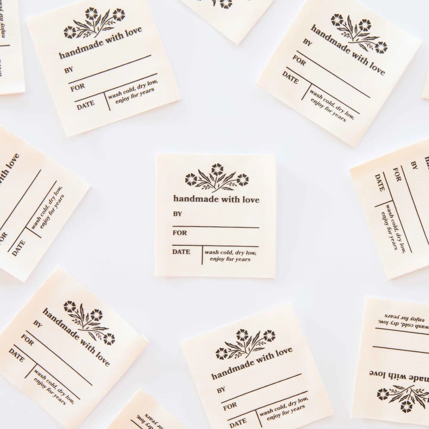 Vintage Handmade with Love Organic Cotton Write-in Labels- Pack of 4- Sarah Hearts