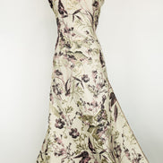 Deep Purple, Pink, Gold Floral on Greige/ Taupe Silk Jacquard/ Cloque Brocade (1731)