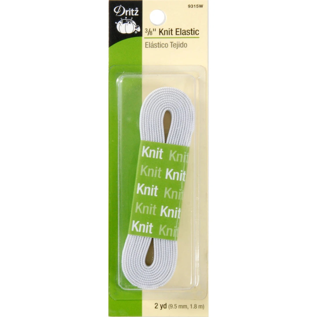 9315 W Knit Elastic 3/8", White