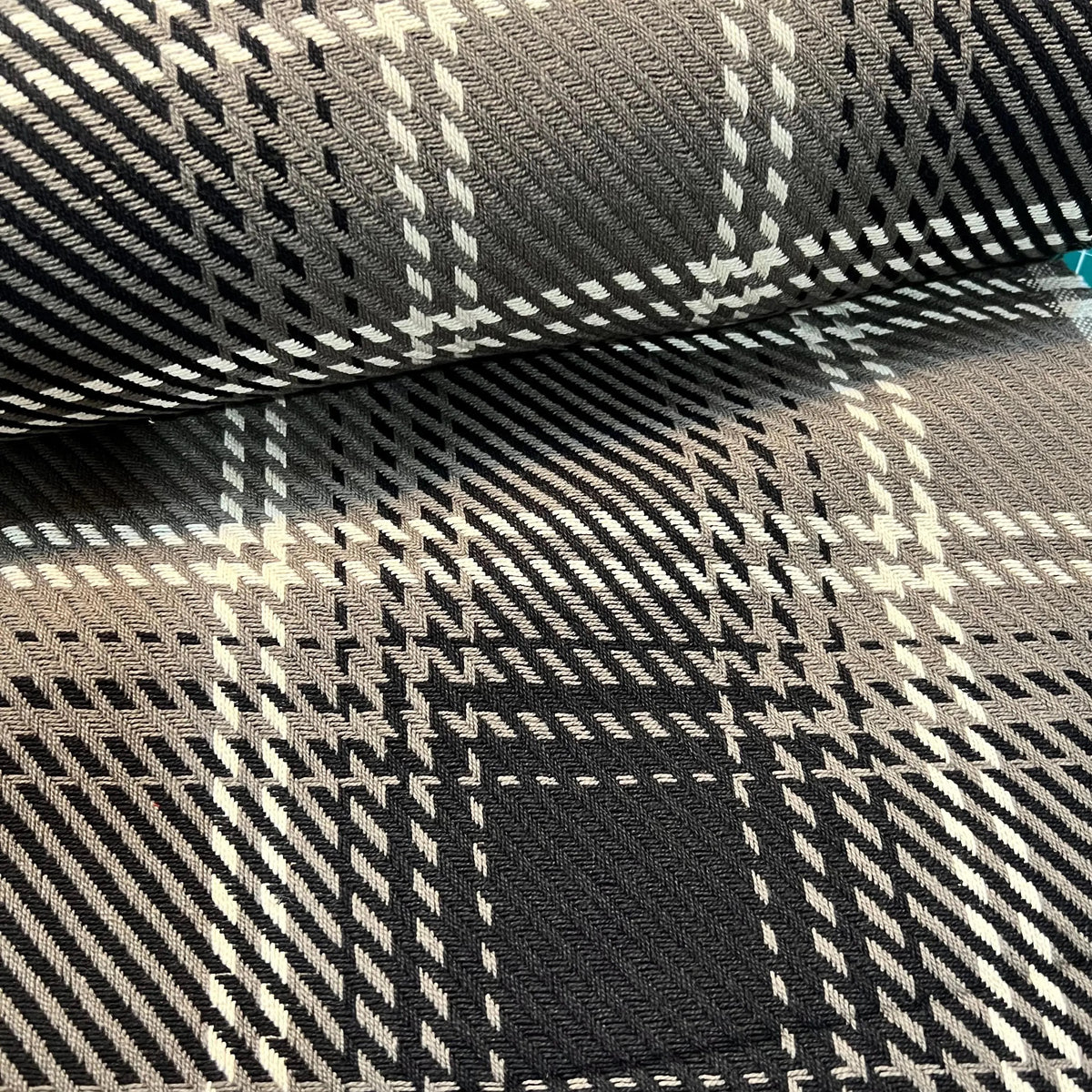 Black, White, Gray Cotton Woven Plaid- 44” Wide- Heavy for Blankets, Pillows, Wraps- “Pepper