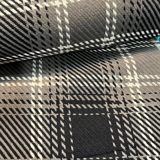 Black, White, Gray Cotton Woven Plaid- 44” Wide- Heavy for Blankets, Pillows, Wraps- “Pepper"