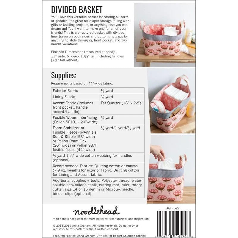 Noodlehead- Divided Basket- Paper Pattern