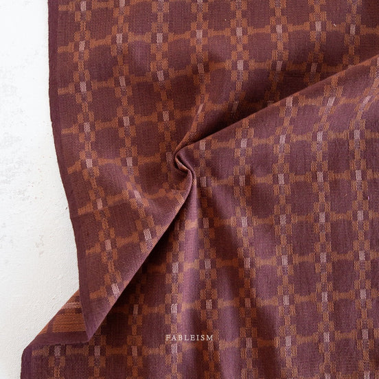 Beautiful Woven Cotton Fabric- "Native Nectar in Eggplant"- Golden Hour- Fableism- 44"