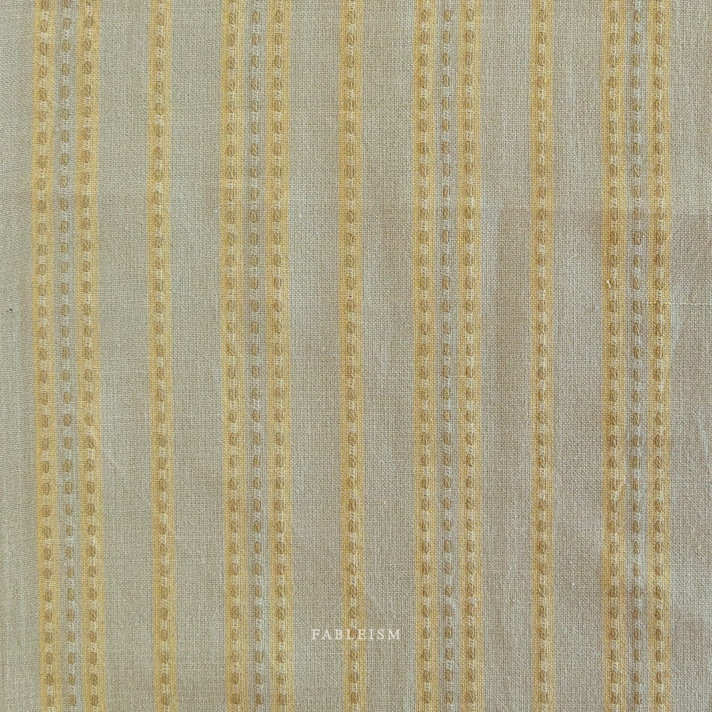 Woven Cotton Fabric- “Stitch Stripe in Sage”- Lucky Loom- Fableism- 44” Wide