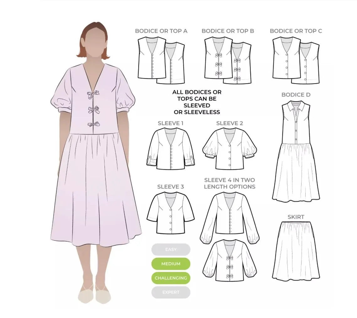 Porter Woven Pack Top and Dress- Style Arc Paper Pattern- Sizes 4-16, 10-22, 18-30
