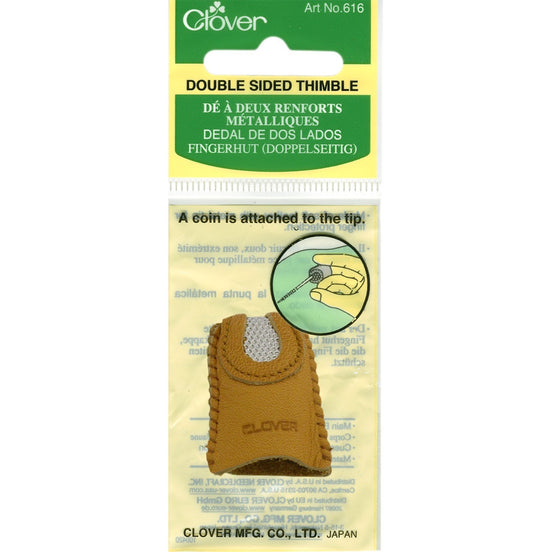 Clover Double Sided Leather Thimble- Tan #616