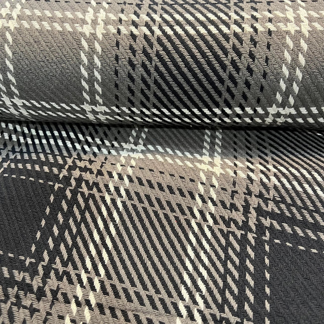 Black, White, Gray Cotton Woven Plaid- 44” Wide- Heavy for Blankets, Pillows, Wraps- “Pepper"