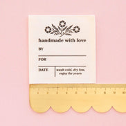 Vintage Handmade with Love Organic Cotton Write-in Labels- Pack of 4- Sarah Hearts
