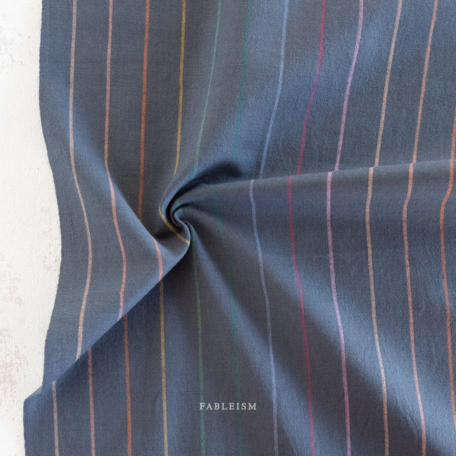 Skinny Stripe in Dark Rainbow- Lucky Loom- Fableism- Woven Cotton- 44” Wide