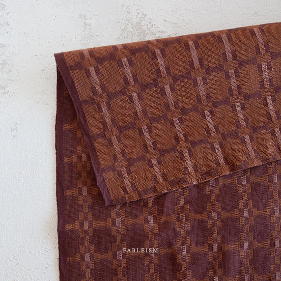Beautiful Woven Cotton Fabric- "Native Nectar in Eggplant"- Golden Hour- Fableism- 44"