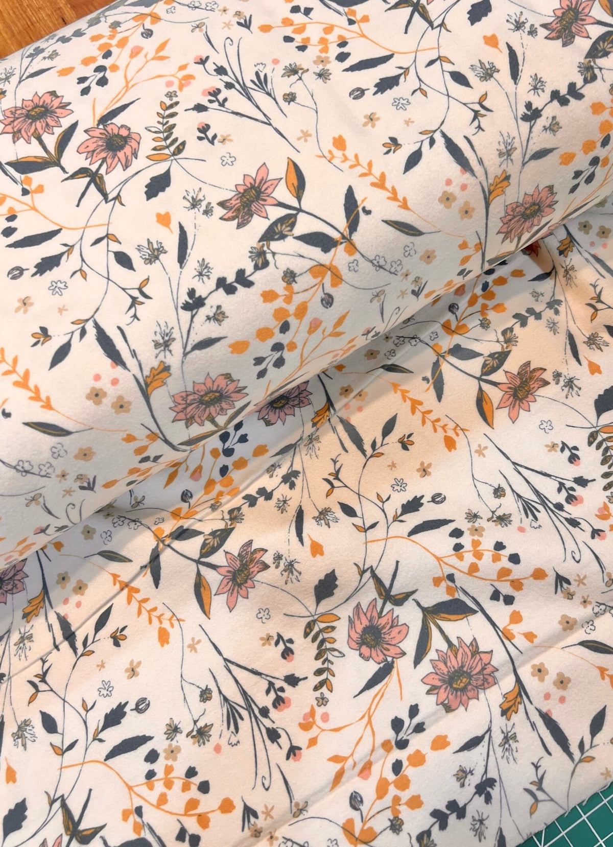 Floral on Cream Cotton Flannel- 