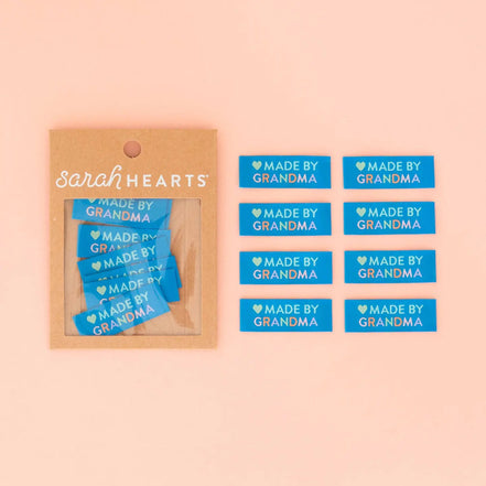 Sarah Hearts- Made By Grandma - Sew In Labels- 8 Pack