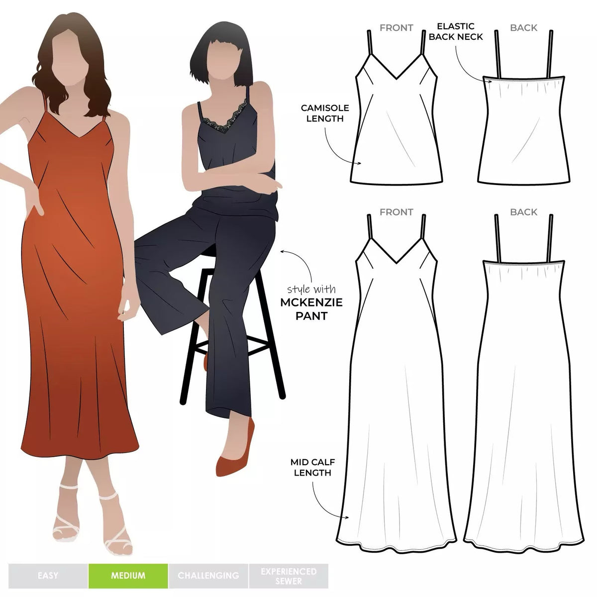 Kingsley Bias Cut Dress And Cami- Style Arc Paper Pattern- Sizes 4-16, 10-22