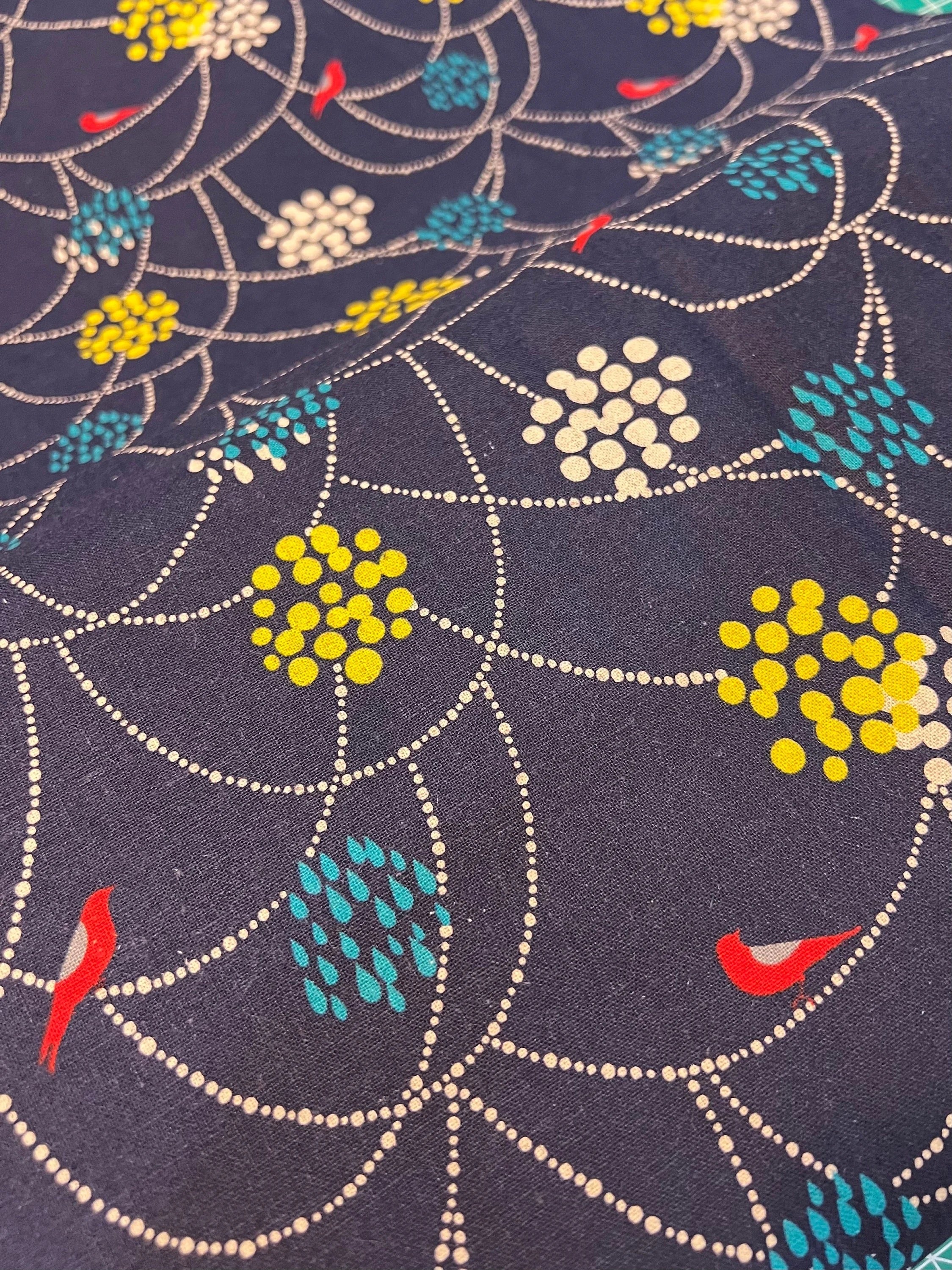 Echino- Bird to Hang- Linen Cotton Canvas- Dark Blue- 43