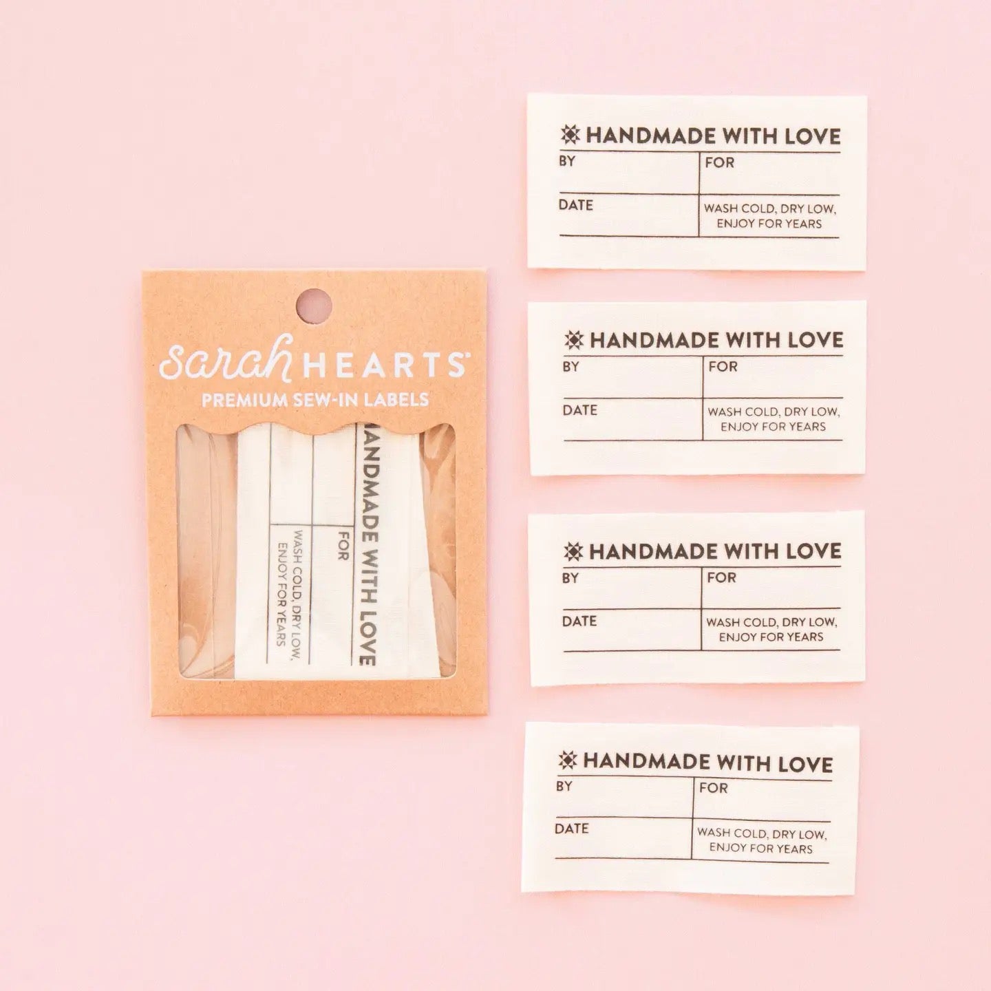 Simple Handmade Organic Cotton Write-in Labels- Pack of 4- Sarah Hearts
