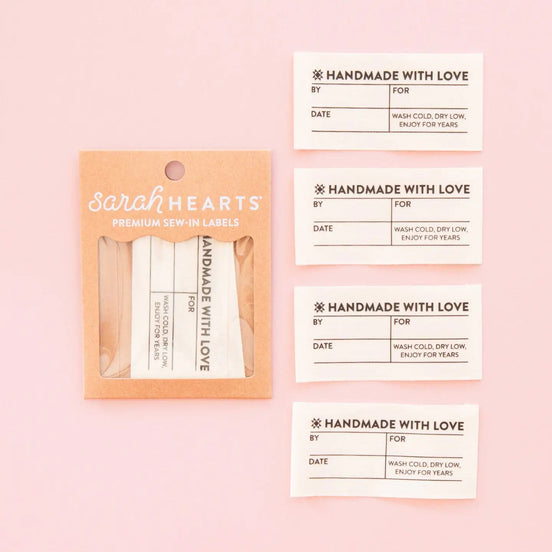 Simple Handmade Organic Cotton Write-in Labels- Pack of 4- Sarah Hearts