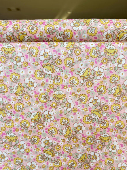 Liberty London- “Dancing Posies" Tana Lawn Cotton- 54” - Pink, Yellow, Green