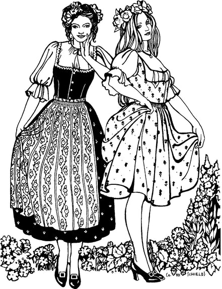Austrian Dirndl- Folkwear Patterns- 123- Printed Paper Pattern- Misses XS-3XL
