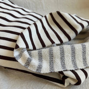 Large Loop American Milled Organic Cotton French Terry- Black Striped on Creamy- 56” Wide
