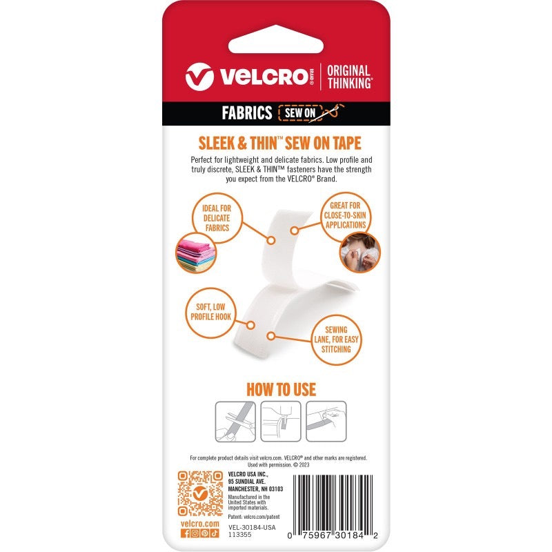VELCRO® SLEEK & THIN™ Sew On- 3 ft x 3/4
