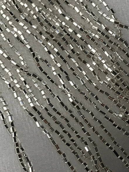 Silver 1/2" Bugle Beads FACETTED W/ SQUARE Hole (2177)