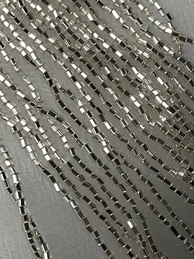 Silver 1/2" Bugle Beads FACETTED W/ SQUARE Hole (2177)