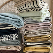 Large Loop American Milled Organic Cotton French Terry- Black Striped on Creamy- 56” Wide