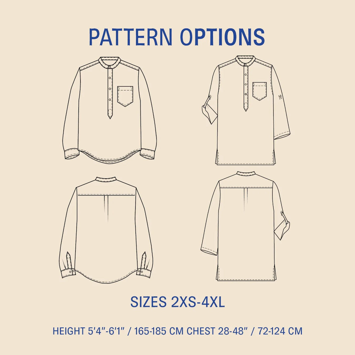 Men's Classic Tunic- Wardrobe By Me- Paper Pattern- Sizes 2XS-4XL