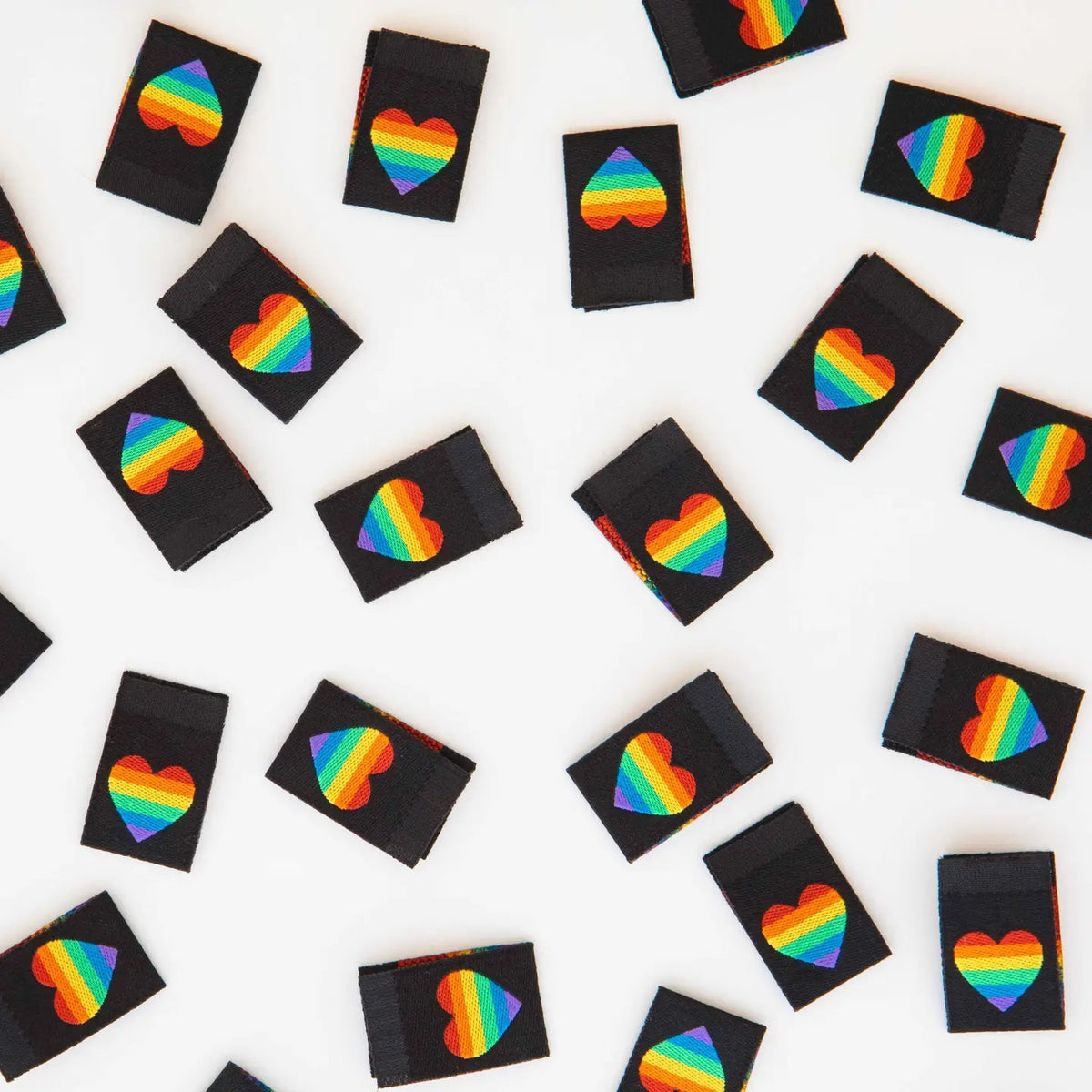 Rainbow Heart Woven Labels- Pack of 8- Sarah Hearts