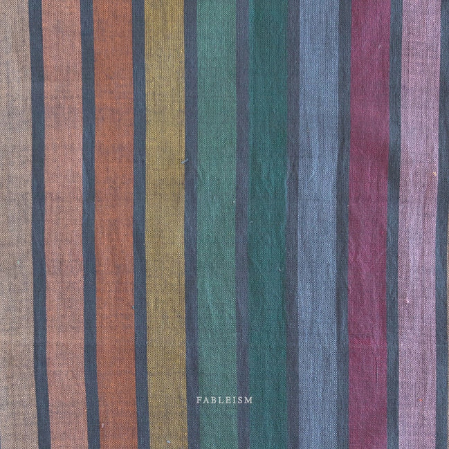 Striped Cotton Fabric- "Wings in Dark Rainbow"- Lucky Loom- Fableism- Woven Cotton- 44” Wide
