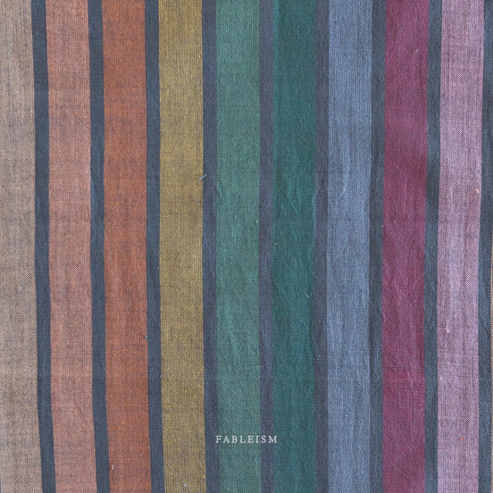 Striped Cotton Fabric- "Wings in Dark Rainbow"- Lucky Loom- Fableism- Woven Cotton- 44” Wide