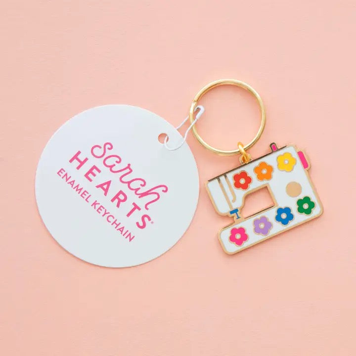Daisy Sewing Machine Enamel Keychain - Bag Charm- Sarah Hearts