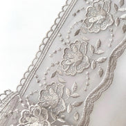 Gray Floral Embroidery on Tulle- Lace Trim 3519- 4 1/8