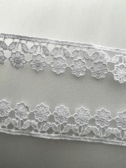 White Floral Guipure- Lace Trim 3757
