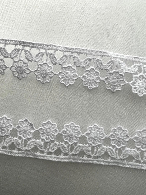 White Floral Guipure- Lace Trim 3757