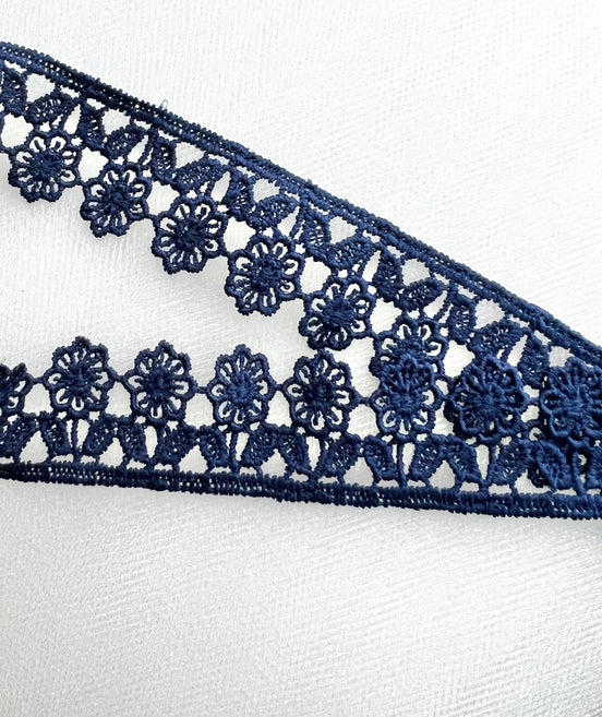 Navy Floral Guipure- Lace Trim 3757