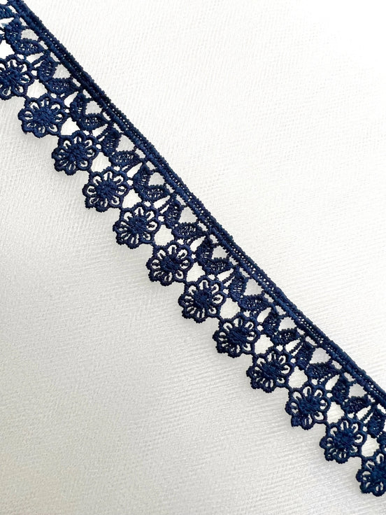 Navy Floral Guipure- Lace Trim 3757