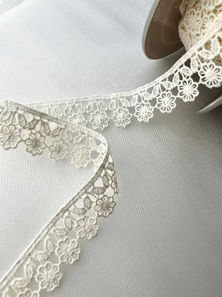 Ivory Floral Guipure- Lace Trim 3757