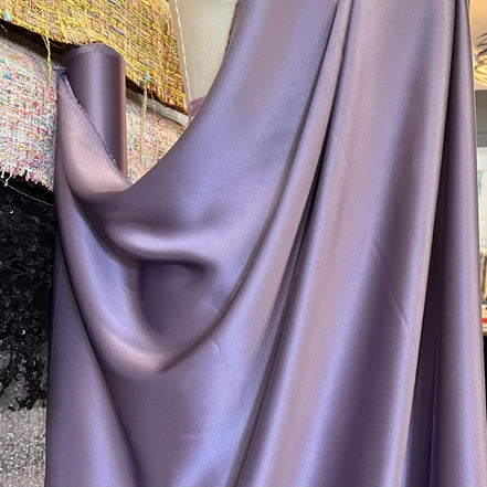 Deep Smoky Purple Pure Silk Charmeuse Fabric- 44” Wide- (368)