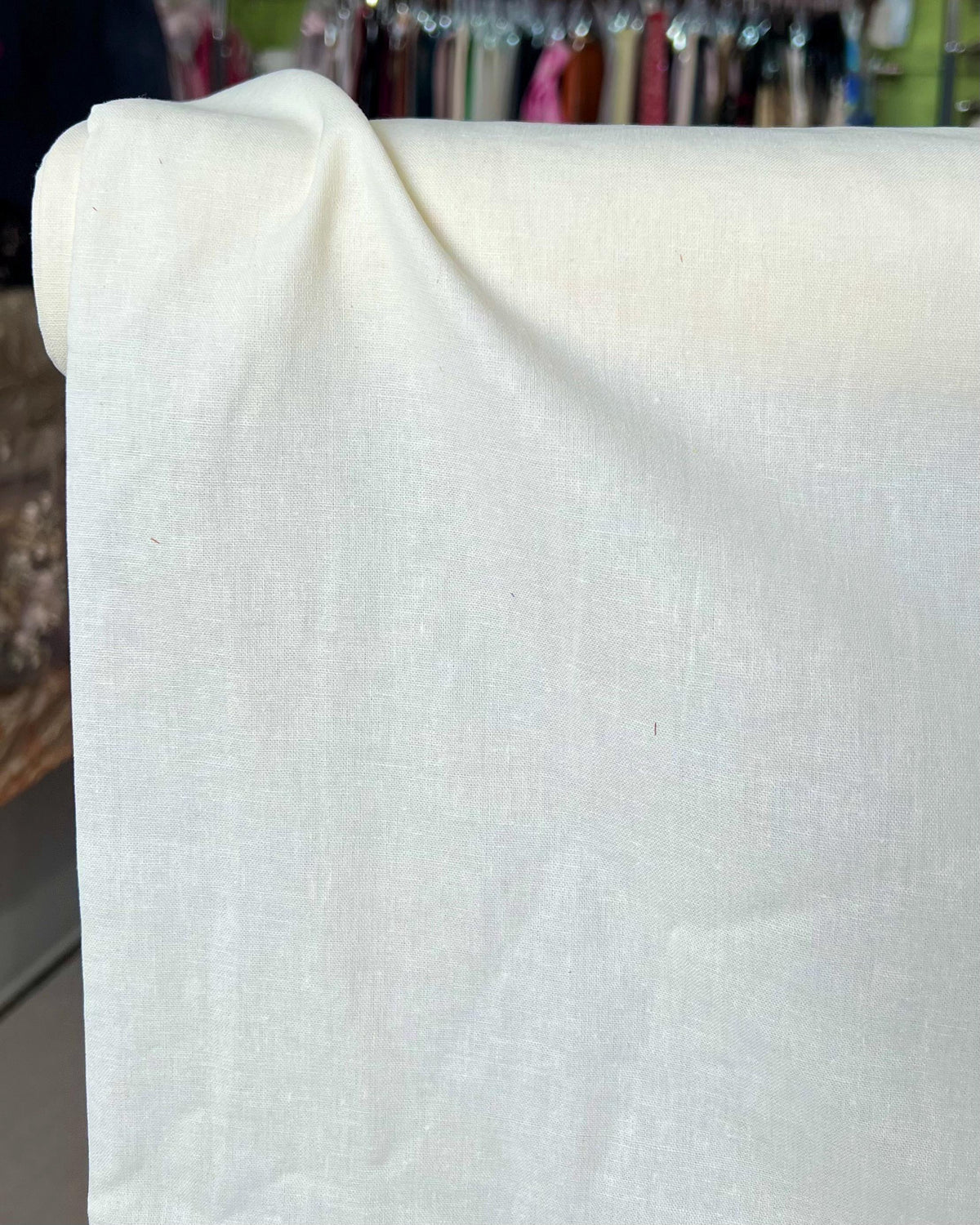 Linen Cotton Blend Fabric- Off White- 58