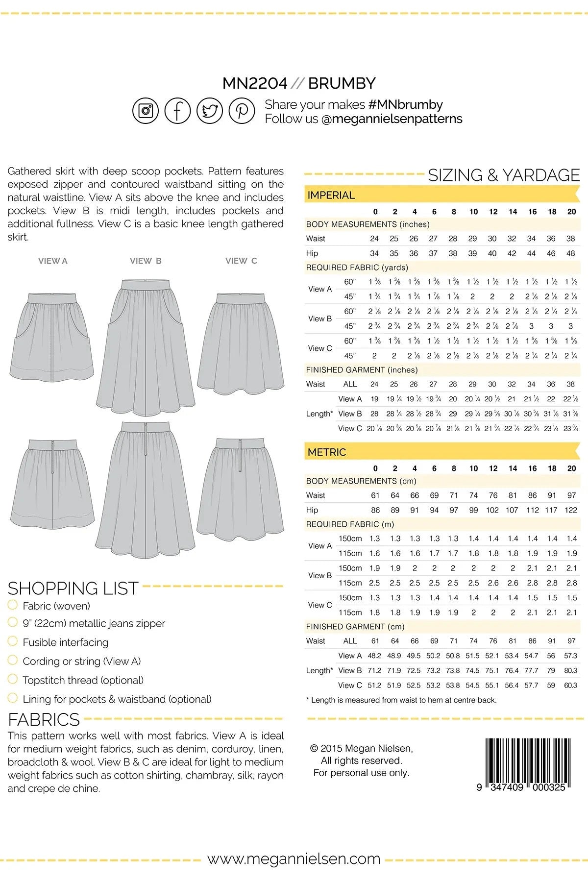 Brumby Skirt Pattern- Megan Nielsen
