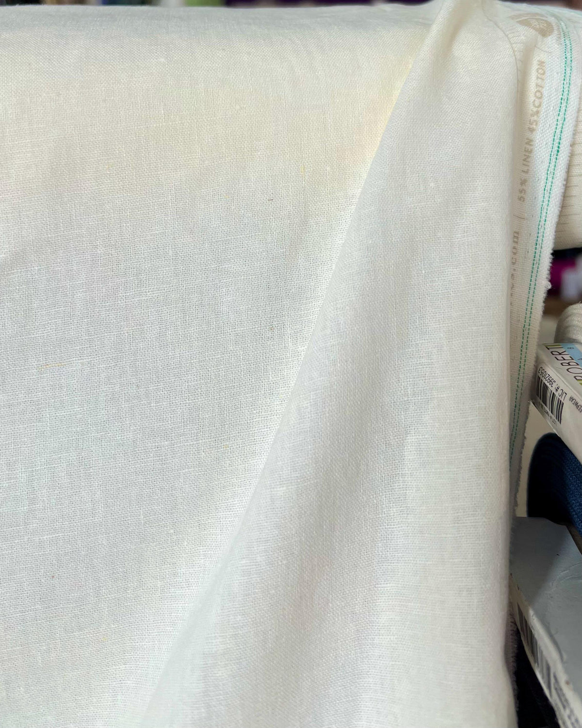 Linen Cotton Blend Fabric- Off White- 58